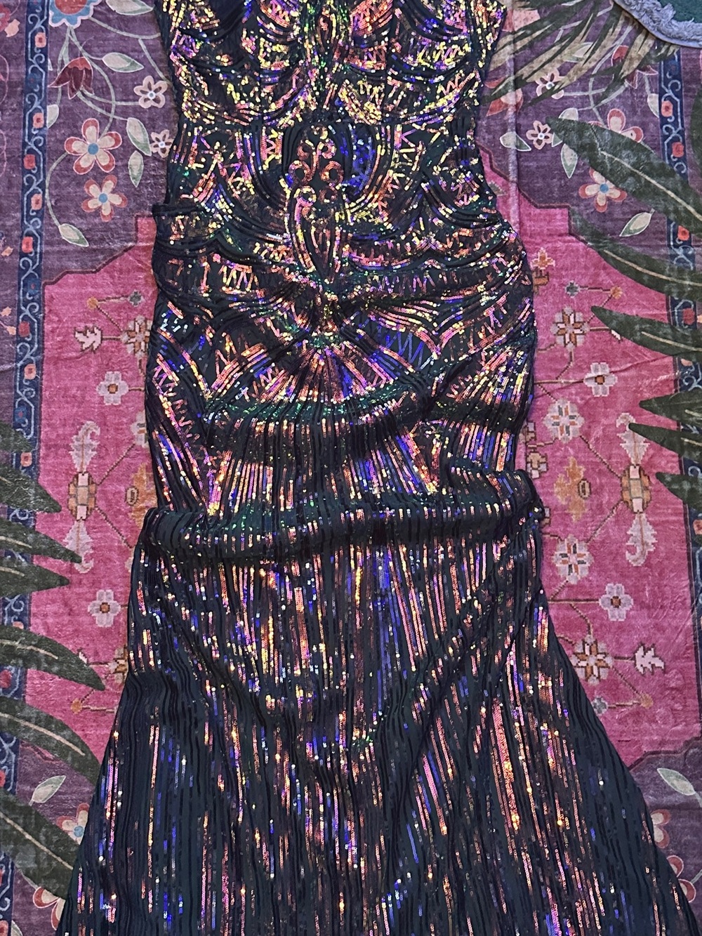 SHEIN Black Sequin Dress with Multicolor Iridescent Accents